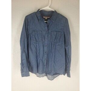 Tommy Hilfiger Denim‎ 100% Cotton Blue Polka Dot Button Down Shirt Size Medium